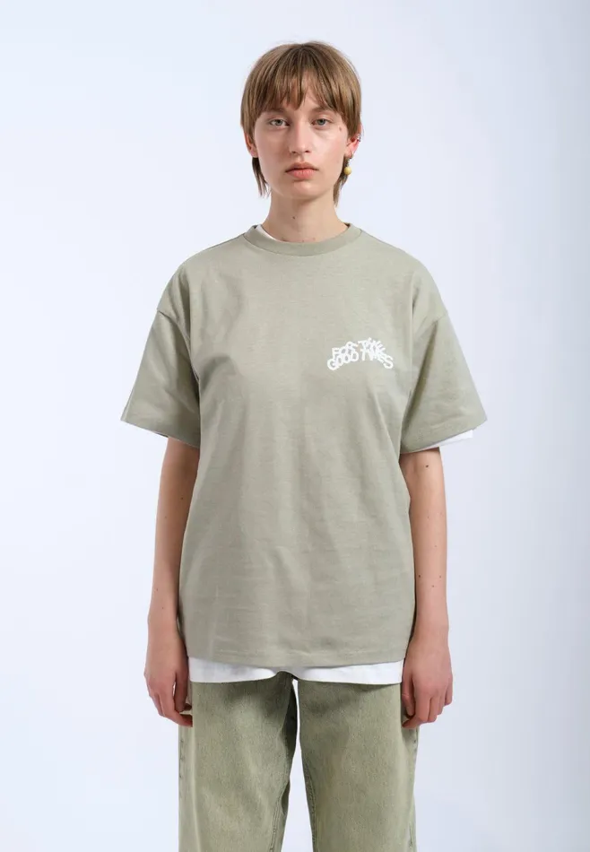 Dr Denim Tees and Longsleeves Men Trooper Tee 8211 Seagrass The Good Times Seagrass The Good Times