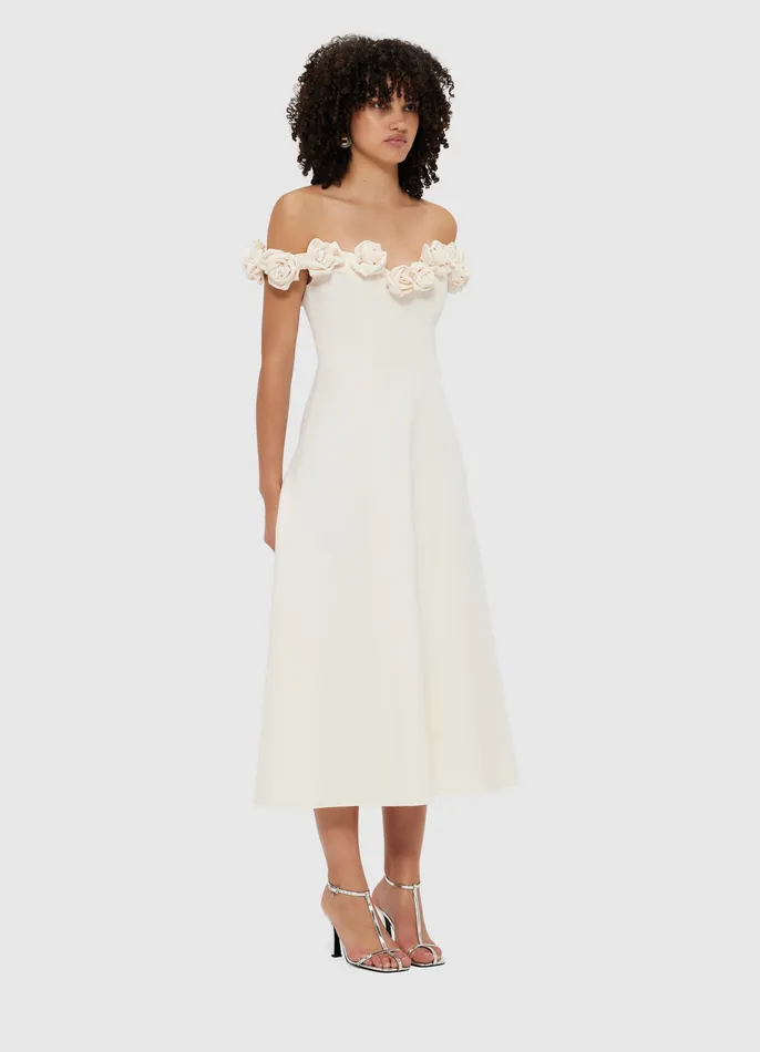 Dresses and Jumpsuits Annette Off Shoulder Midi Dress 8211 Vanilla 8211 LEO LIN Women