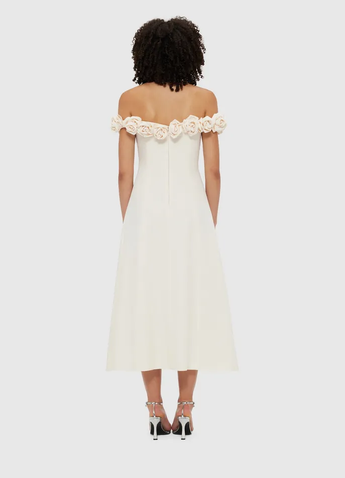 Dresses and Jumpsuits Annette Off Shoulder Midi Dress 8211 Vanilla 8211 LEO LIN Women