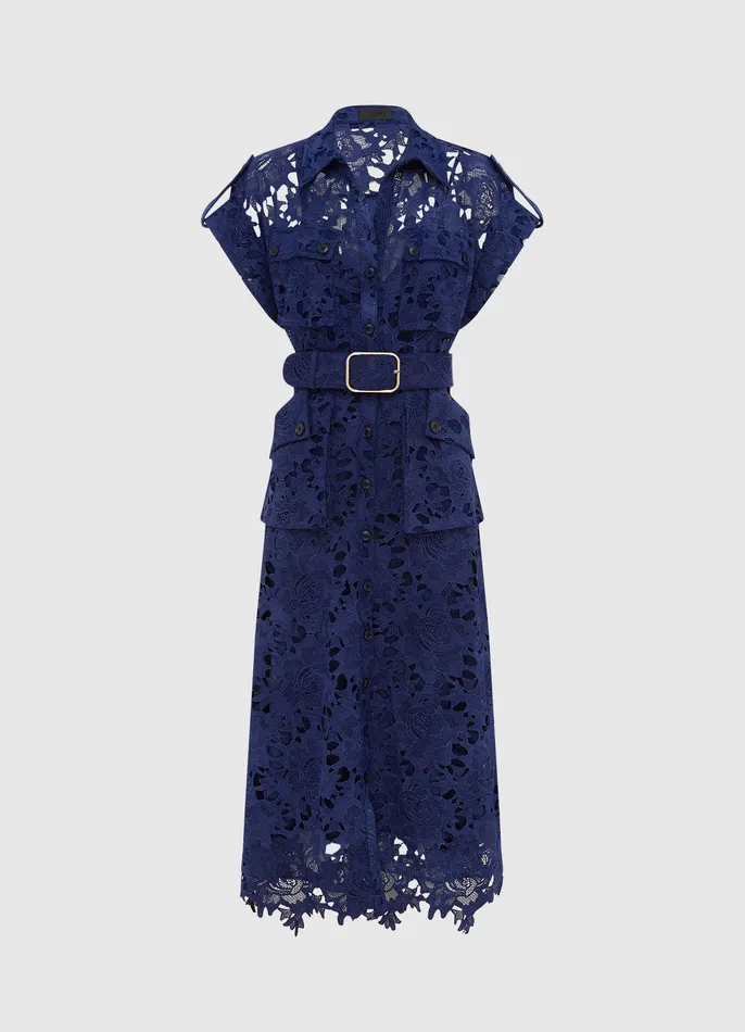 Dresses and Jumpsuits LEO LIN Women Audrey Lace Pocket Shirt Midi Dress 8211 Oxford Blue