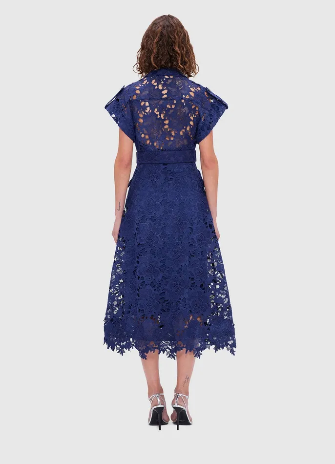 Dresses and Jumpsuits LEO LIN Women Audrey Lace Pocket Shirt Midi Dress 8211 Oxford Blue