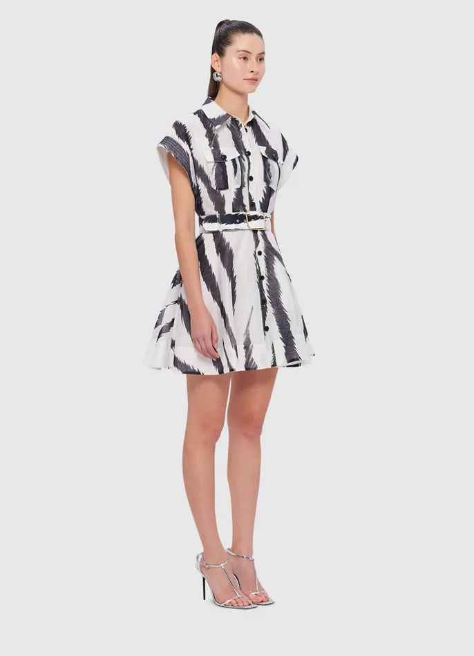 Dresses and Jumpsuits LEO LIN Women Billie Pocket Shirt Mini Dress 8211 Tiger Print in White