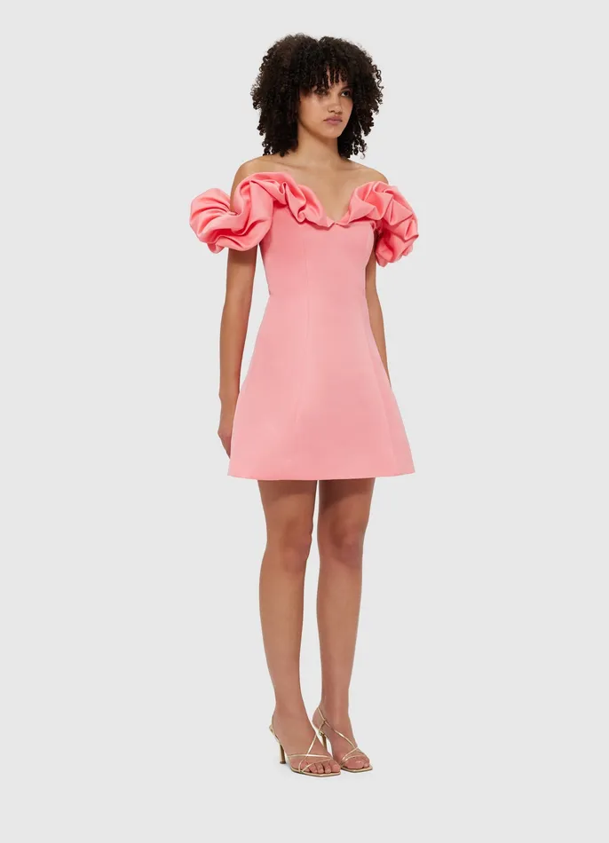 Dresses and Jumpsuits Women Bella Off Shoulder Frill Mini Dress 8211 Strawberry Pink LEO LIN