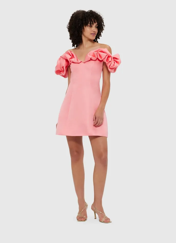Dresses and Jumpsuits Women Bella Off Shoulder Frill Mini Dress 8211 Strawberry Pink LEO LIN