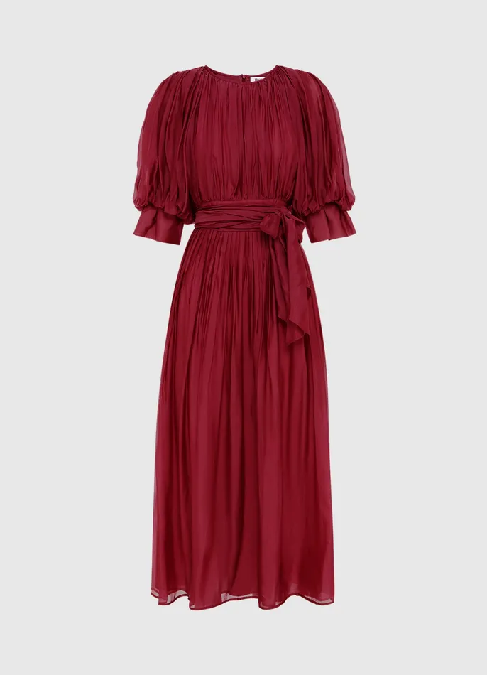 Dresses and Jumpsuits Women LEO LIN Emma Midi Dress 8211 Burgundy