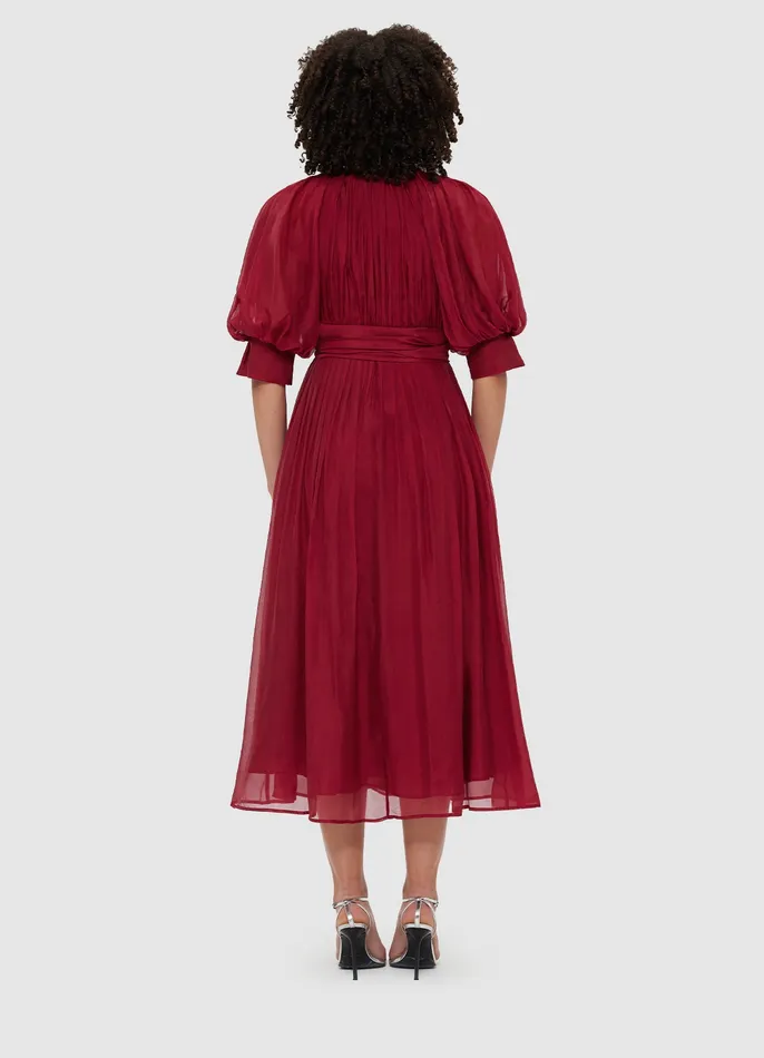 Dresses and Jumpsuits Women LEO LIN Emma Midi Dress 8211 Burgundy