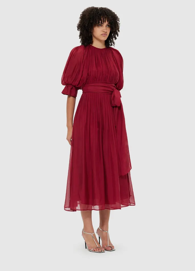 Dresses and Jumpsuits Women LEO LIN Emma Midi Dress 8211 Burgundy