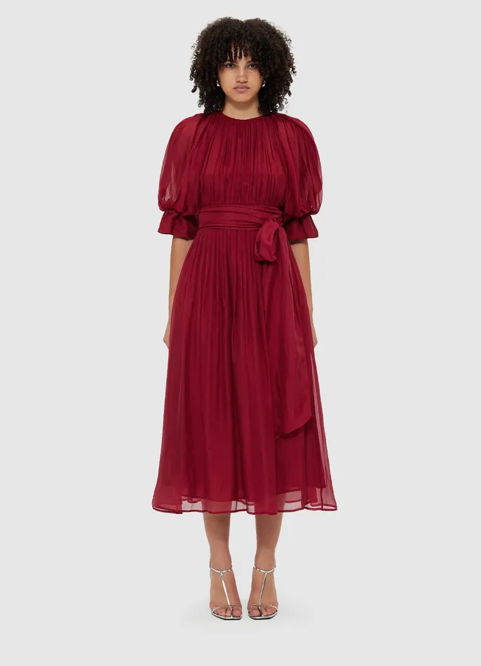 Dresses and Jumpsuits Women LEO LIN Emma Midi Dress 8211 Burgundy