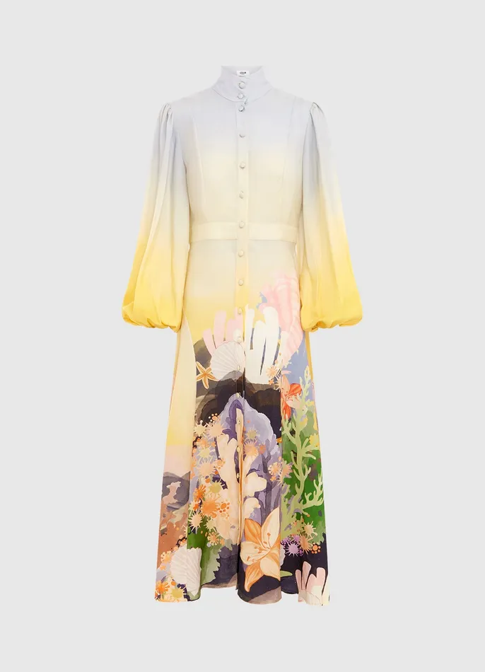 Dresses and Jumpsuits Women LEO LIN Nellie Midi Dress 8211 Neptune Print in Seashell