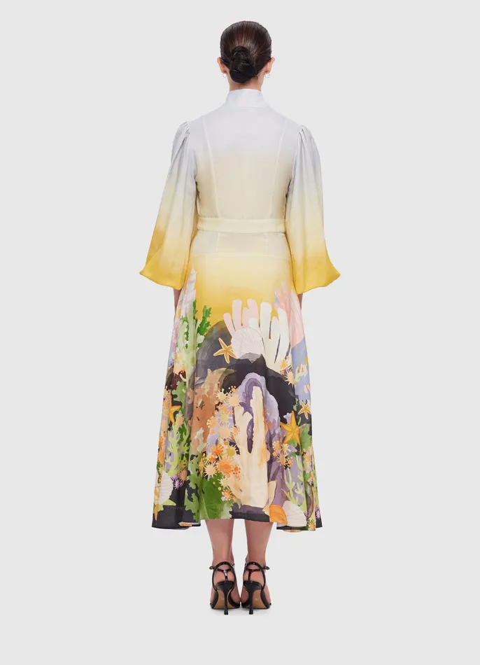 Dresses and Jumpsuits Women LEO LIN Nellie Midi Dress 8211 Neptune Print in Seashell