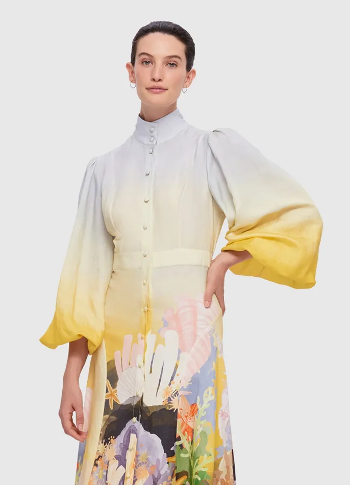 Dresses and Jumpsuits Women LEO LIN Nellie Midi Dress 8211 Neptune Print in Seashell