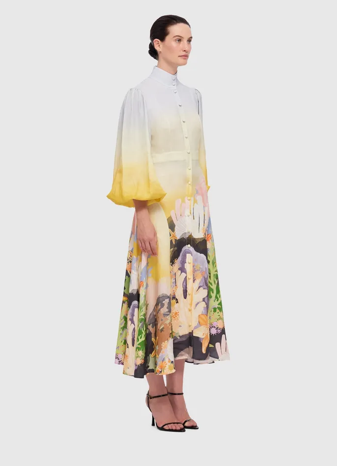 Dresses and Jumpsuits Women LEO LIN Nellie Midi Dress 8211 Neptune Print in Seashell