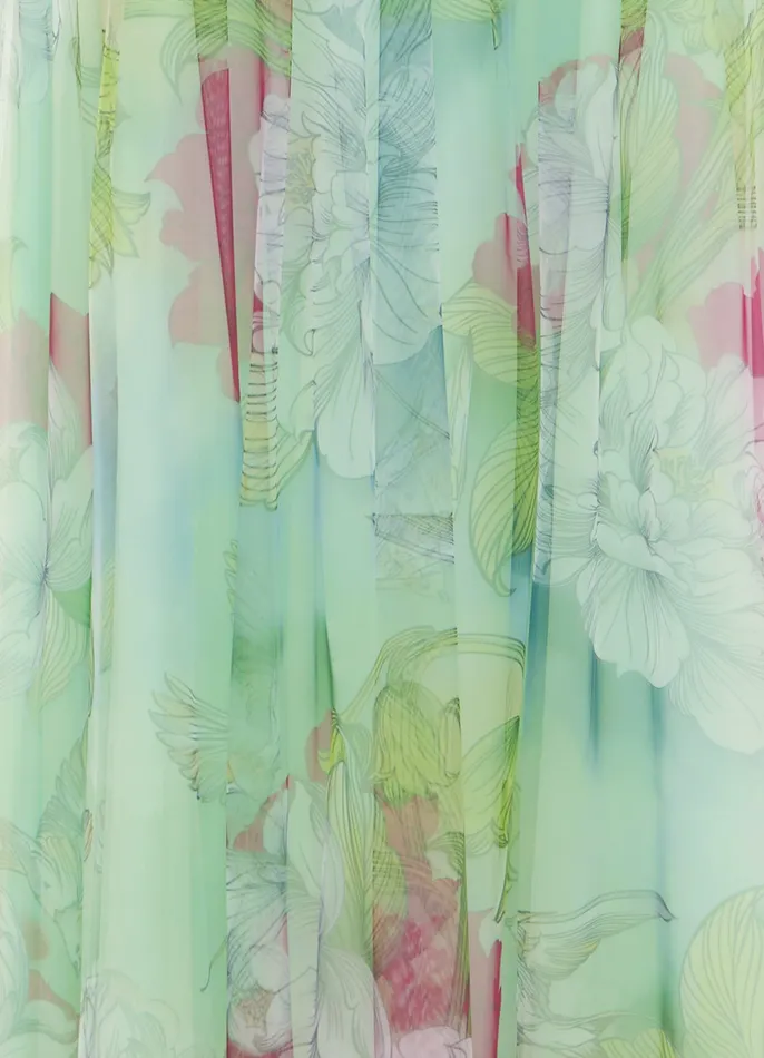 Dresses and Jumpsuits Women Natalie Ruched Midi Dress 8211 Swallow Print in Tranquility LEO LIN
