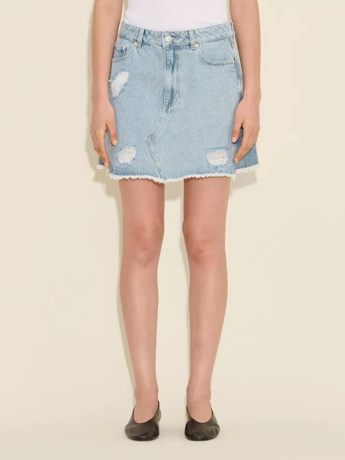 Dresses and Skirts Women Holzweiler Louisa Short Denim Skirt Lt Blue Mix