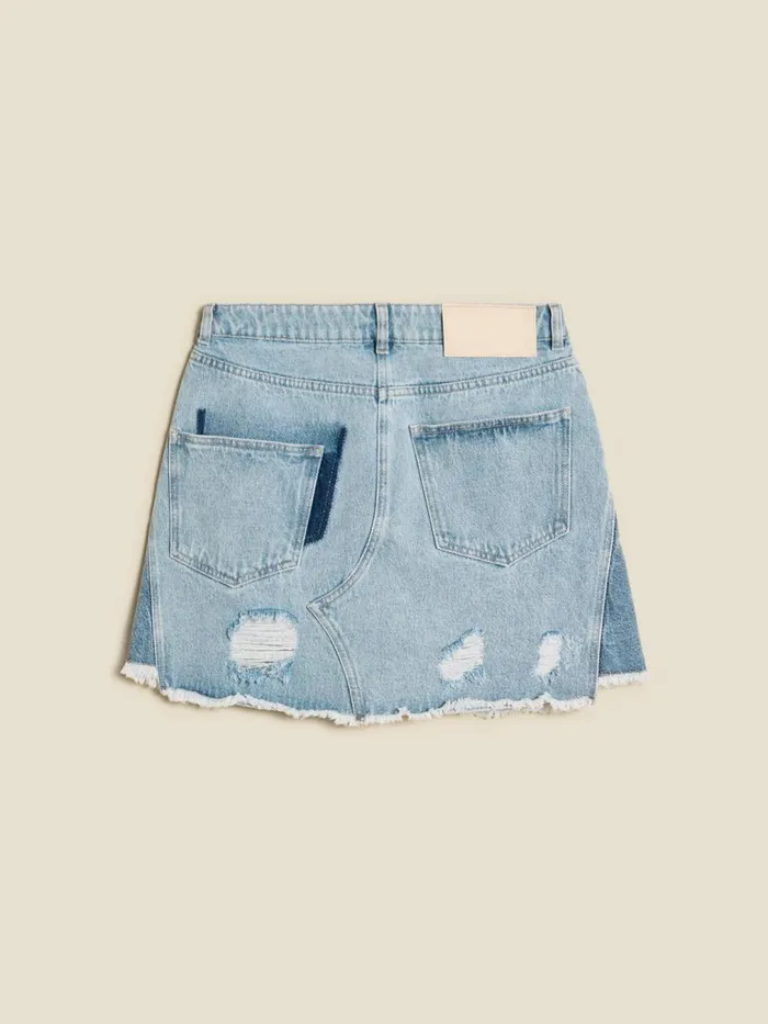 Dresses and Skirts Women Holzweiler Louisa Short Denim Skirt Lt Blue Mix