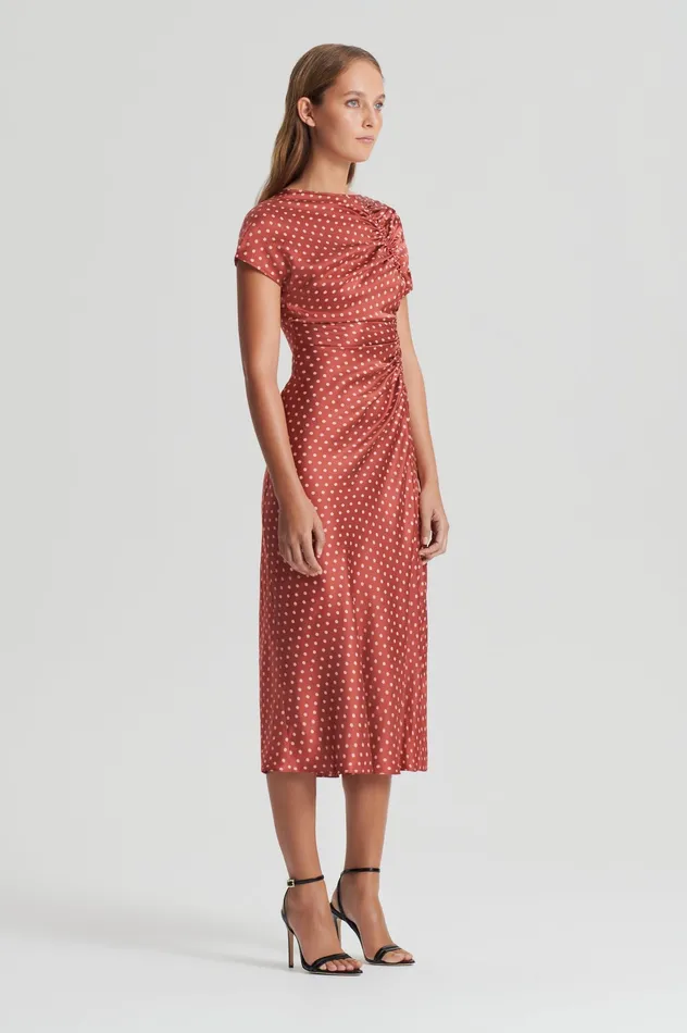 Dresses Scanlan Theodore Women SATIN SPOT PRINT DRESS AMBER Dresses Scanlan Theodore Women SATIN SPOT PRINT DRESS AMBER