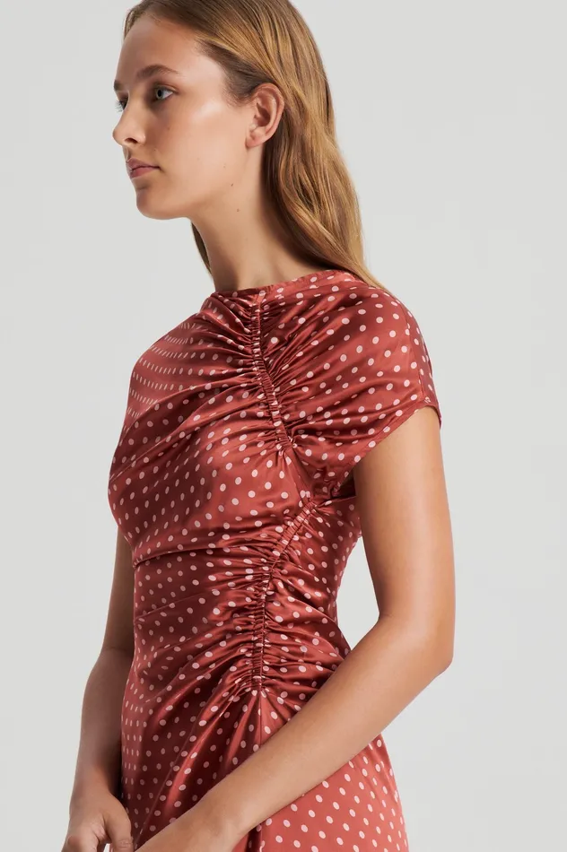 Dresses Scanlan Theodore Women SATIN SPOT PRINT DRESS AMBER Dresses Scanlan Theodore Women SATIN SPOT PRINT DRESS AMBER