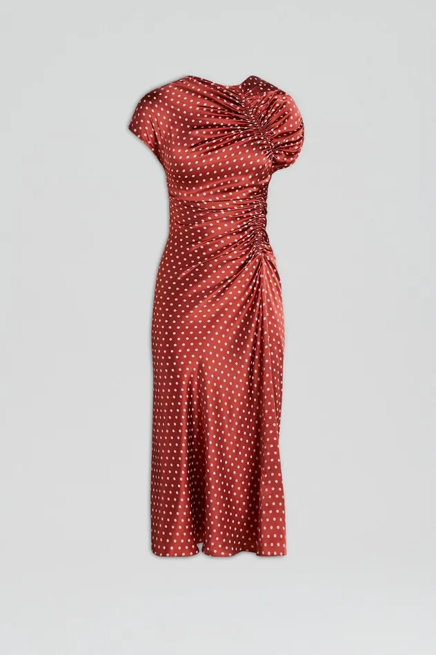 Dresses Scanlan Theodore Women SATIN SPOT PRINT DRESS AMBER Dresses Scanlan Theodore Women SATIN SPOT PRINT DRESS AMBER