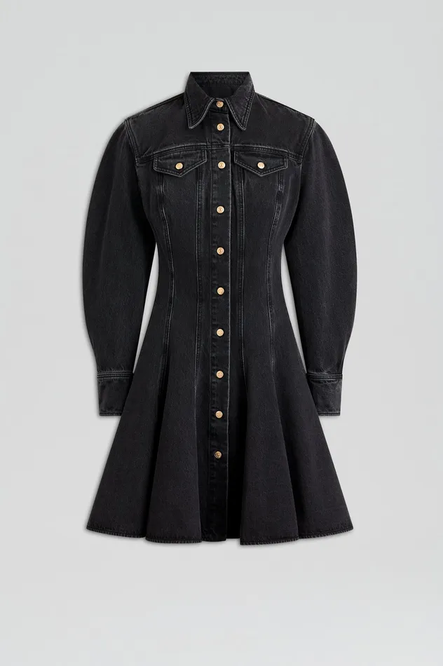 Dresses Women DENIM MINI DRESS WASHED BLACK G Scanlan Theodore Dresses Women DENIM MINI DRESS WASHED BLACK G Scanlan Theodore