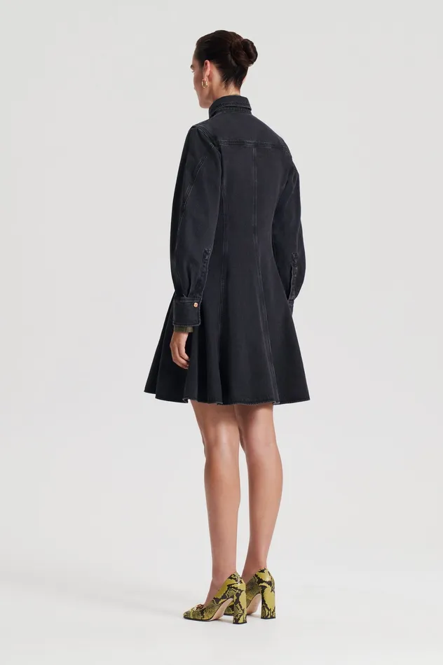 Dresses Women DENIM MINI DRESS WASHED BLACK G Scanlan Theodore Dresses Women DENIM MINI DRESS WASHED BLACK G Scanlan Theodore