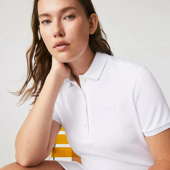 Dresses Women Lacoste Women039s Slim Fit Stretch Cotton Piqu Polo Dress White 001