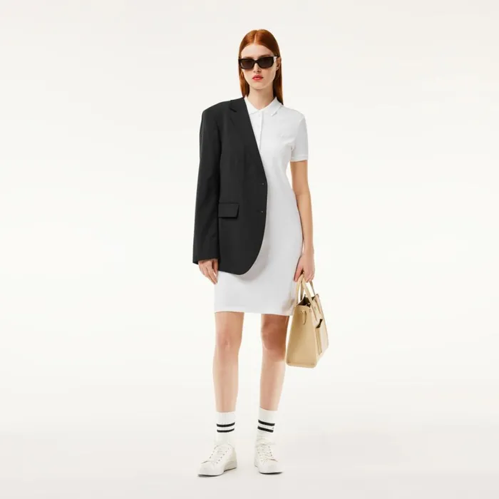 Dresses Women Lacoste Women039s Slim Fit Stretch Cotton Piqu Polo Dress White 001