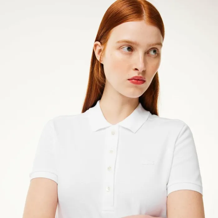 Dresses Women Lacoste Women039s Slim Fit Stretch Cotton Piqu Polo Dress White 001
