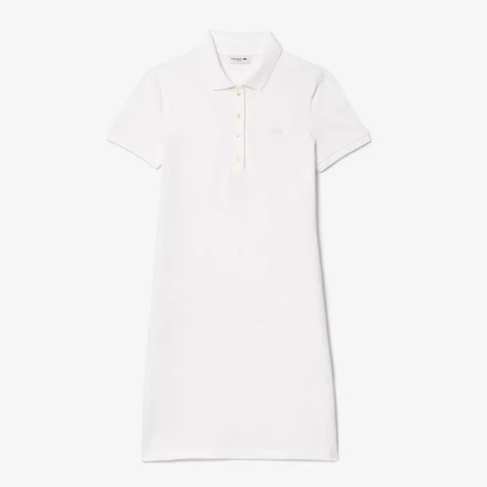 Dresses Women Lacoste Women039s Slim Fit Stretch Cotton Piqu Polo Dress White 001