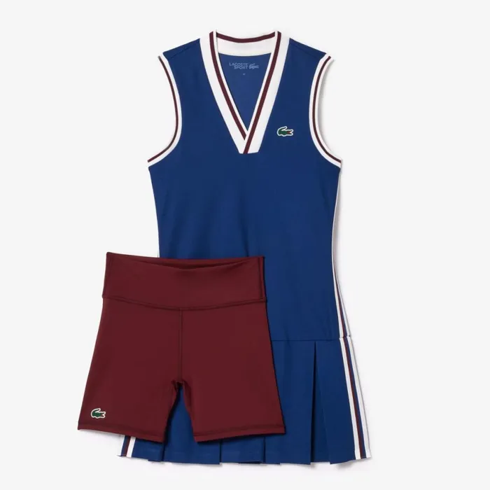Dresses Women Lacoste Women039s Sport Dress With Removable Piqu Shorts Navy Blue Bordeaux Pim