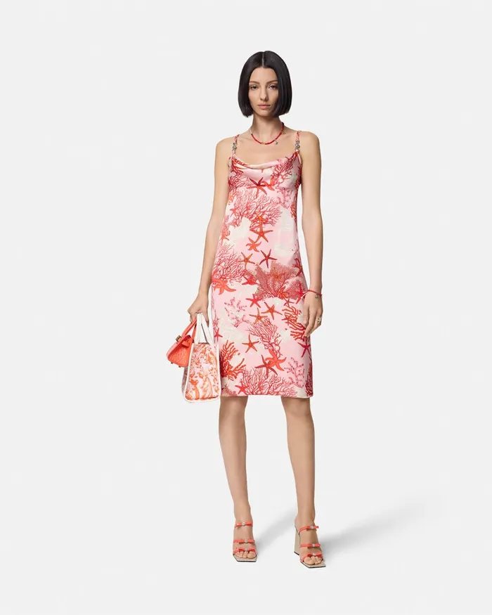 Dresses Women Versace Barocco Sea Silk Slip Mini Dress Pinkprint
