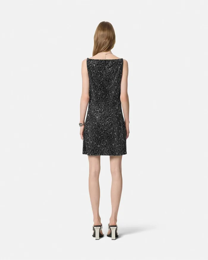 Dresses Women Versace Crystal Leopard Slip Mini Dress Black