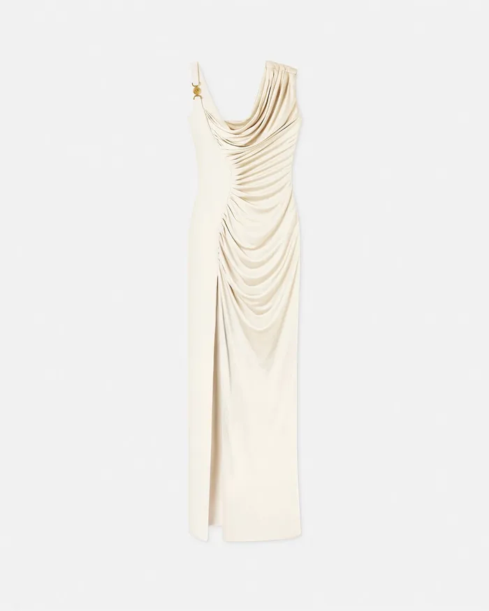 Dresses Women Versace Medusa 03995 Draped Gown White