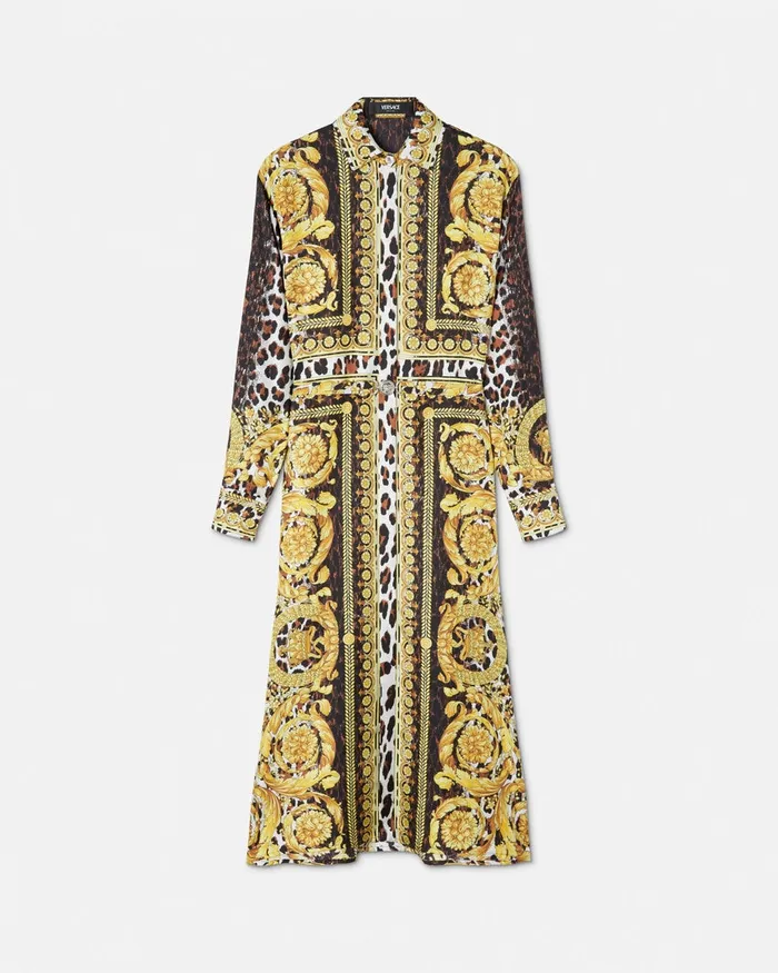 Dresses Women Versace Wild Barocco Silk Midi Shirt Dress Print