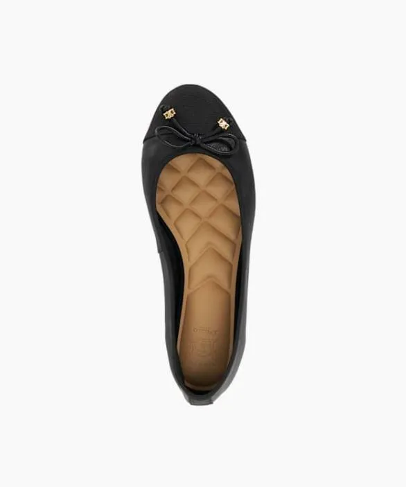 Dune London Ballet Pumps Women Hallo Black Wide Fit CharmDetail Ballet Shoes Black Leather
