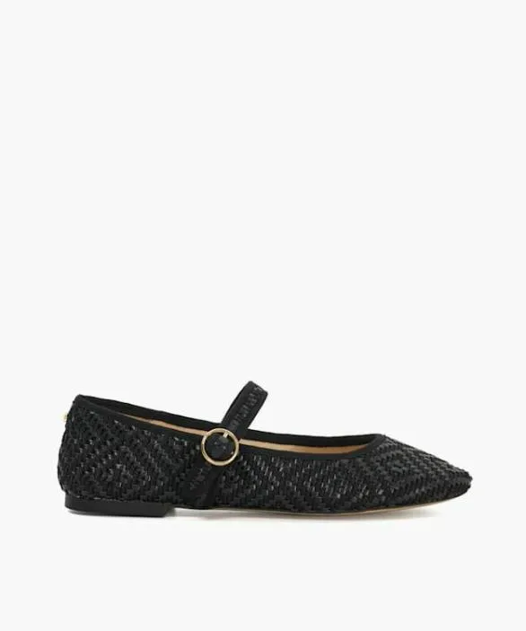 Dune London Ballet Pumps Women Holler Black Woven Mary Janes Black