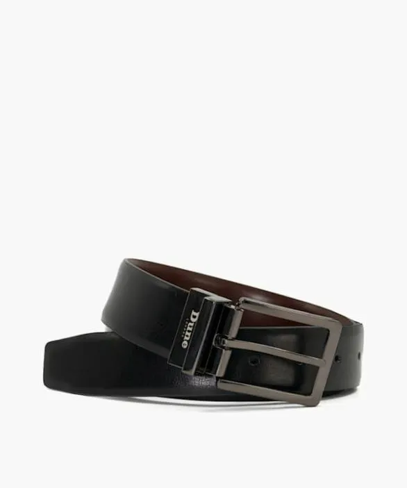 Dune London Belts Men Opras Black Reversible Leather Belt Black