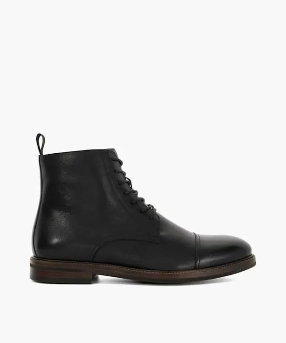 Dune London Black Boots Men Matias Black Toe Cap Detail Ankle Boot Black