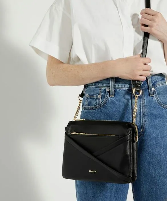 Dune London Black Handbags Women Dalliance Black Recycled Cutwork Small Crossbody Bag Black