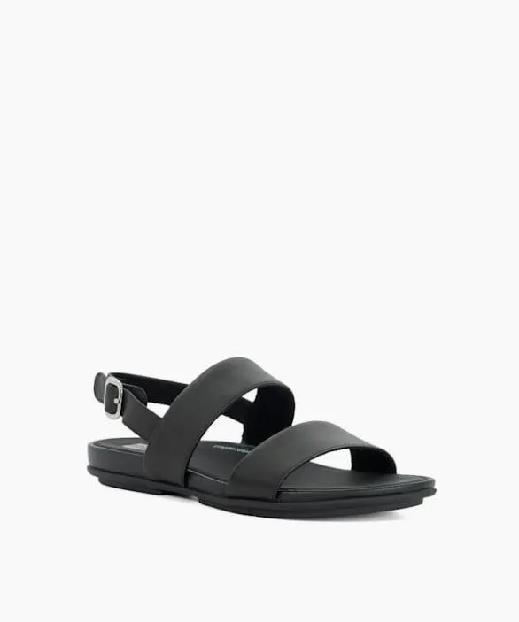 Dune London Black Sandals Women Gracie Leather Black Double Strap Sandal Black