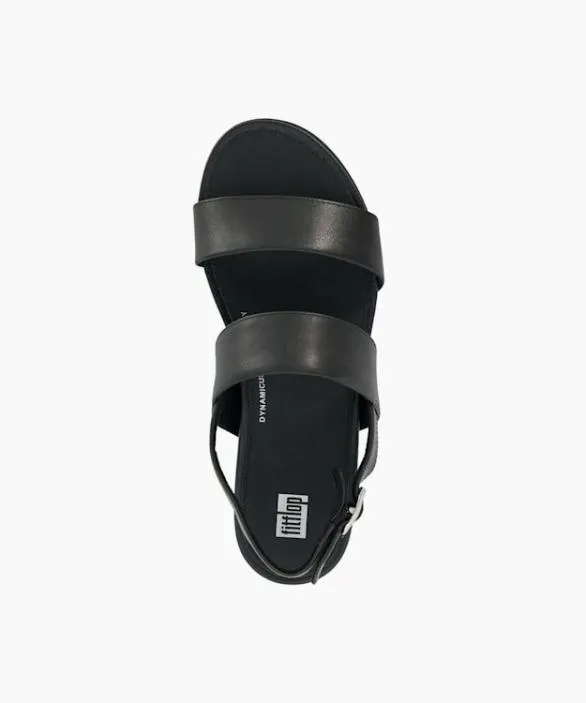 Dune London Black Sandals Women Gracie Leather Black Double Strap Sandal Black