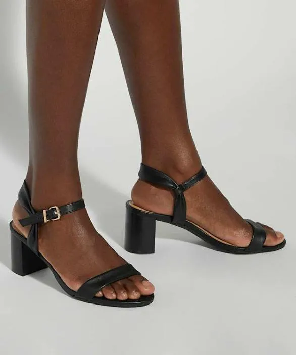 Dune London Black Sandals Women Jaliz Black Wide Fit Block Heel Sandals Black