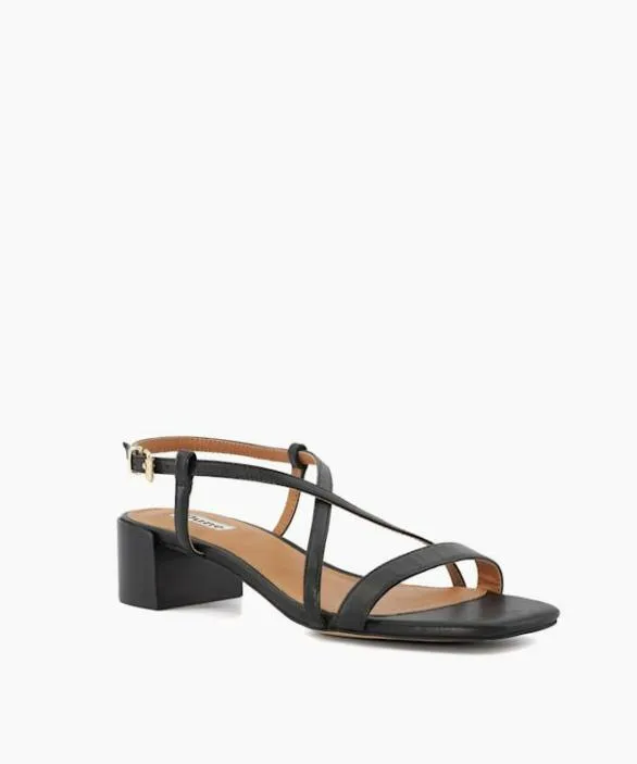 Dune London Black Sandals Women Jaskell Black Leather Low Block Heel Sandals Black