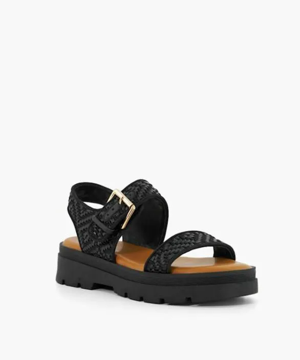 Dune London Black Sandals Women Lulla Black Open Toe Flat Sandals Black