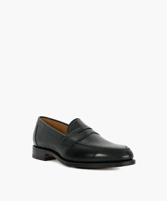 Dune London Black Shoes Men Imperial Black Loake Leather Slip On Penny Loafer Black