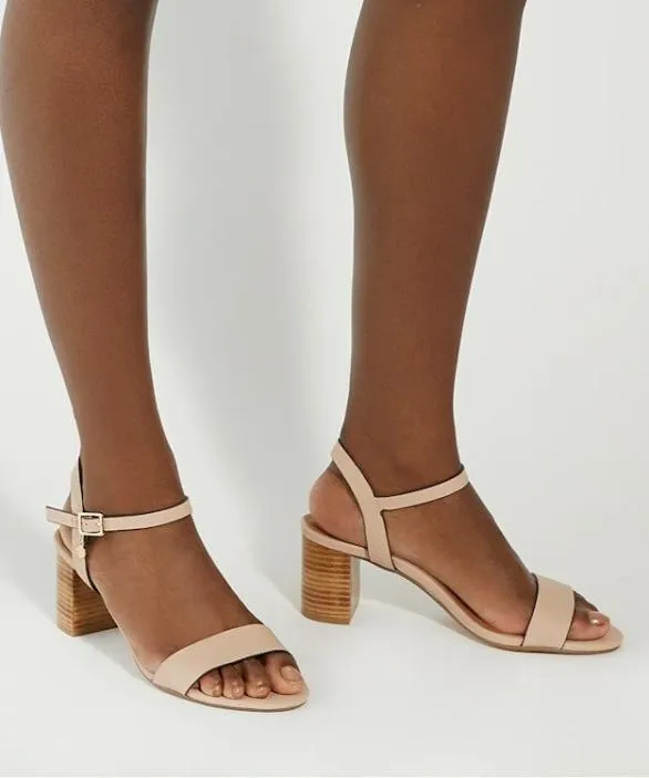 Dune London Block Heeled Sandals Women Jelly Blush Wide Fit Leather Block Heeled Sandals Neutral