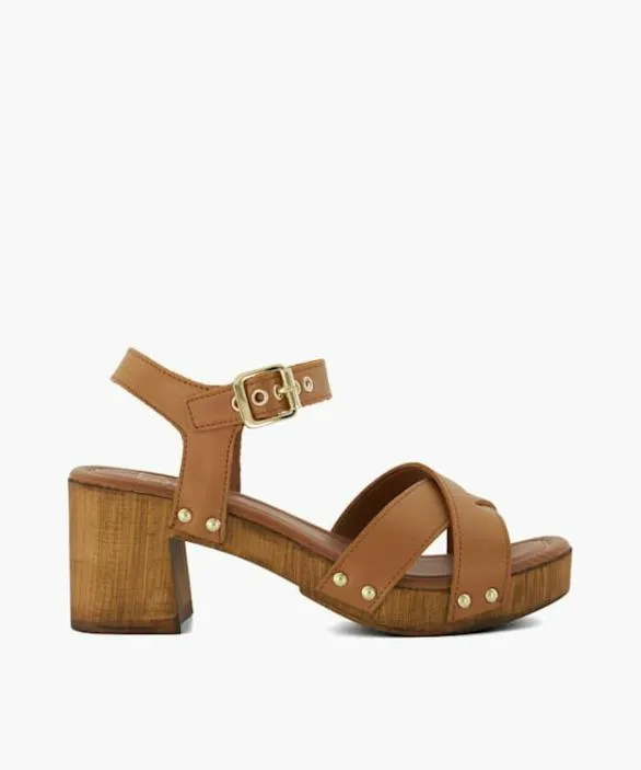 Dune London Block Heeled Sandals Women Judies Tan Leather Cross Strap Clog Heels Brown Dune London Block Heeled Sandals Women Judies Tan Leather Cross Strap Clog Heels Brown