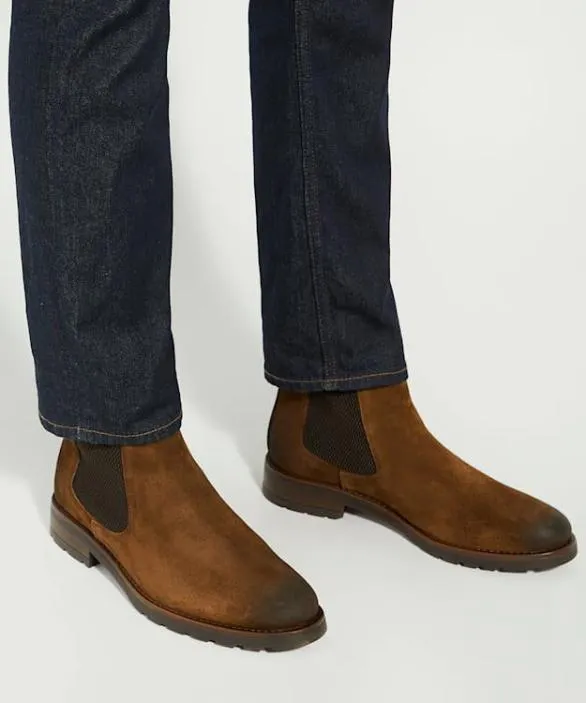 Dune London Brown Boots Men Chelty Tan Brushed Suede Chelsea Boots Brown