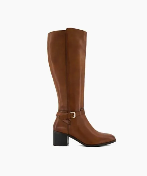 Dune London Brown Boots Women Trusti Tan Leather KneeHigh Boots Brown