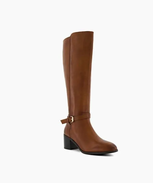 Dune London Brown Boots Women Trusti Tan Leather KneeHigh Boots Brown