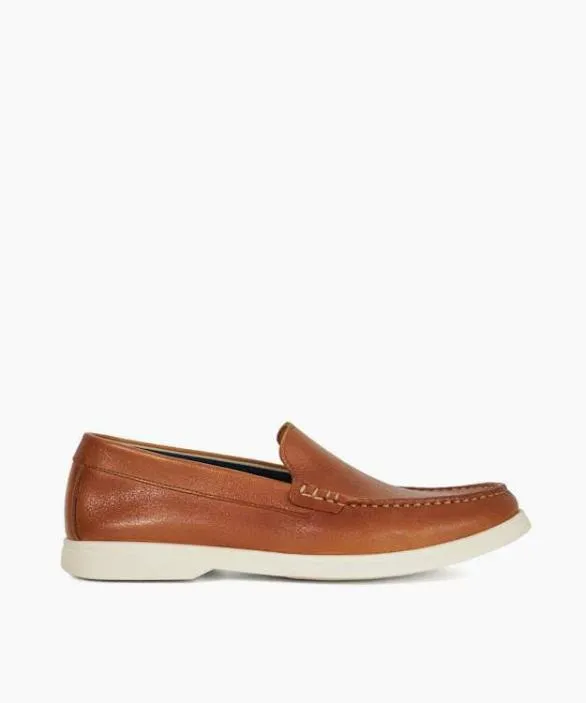 Dune London Brown Shoes Men Buftonn Tan Topstitch Casual Loafers Brown